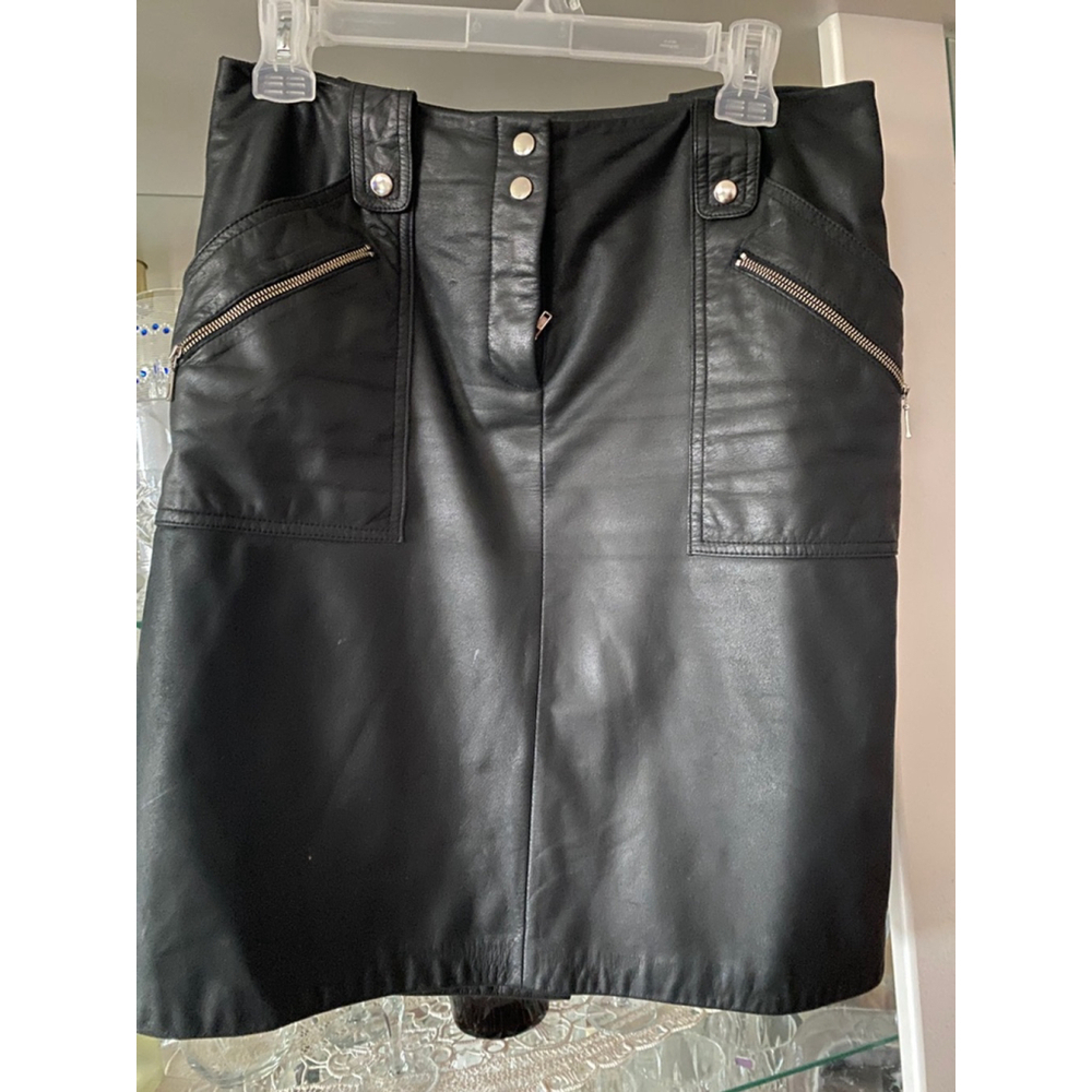 Women's Danier Genuine Leather Skirt Size 4 Black - Picture 2 of 7